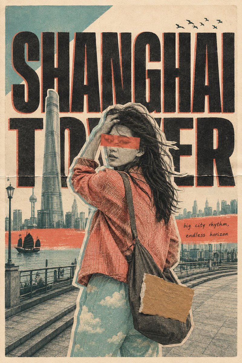 Risograph collage travel posters — visual result shared by @Goodmanprotocol