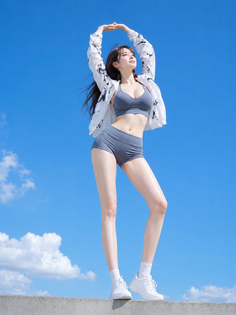 青空いっぱいに腕を伸ばしたら、気分まで軽くなる☀️🩵 — visual result shared by @CyberTotal2026