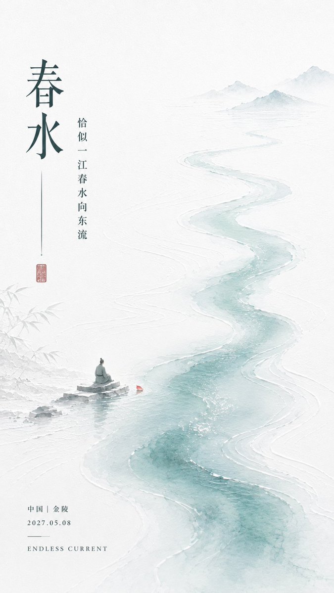 🤯 用 GPT-Image2 把李煜词里的“愁”,做成了一组东方留白海报 — visual result shared by @MrLarus