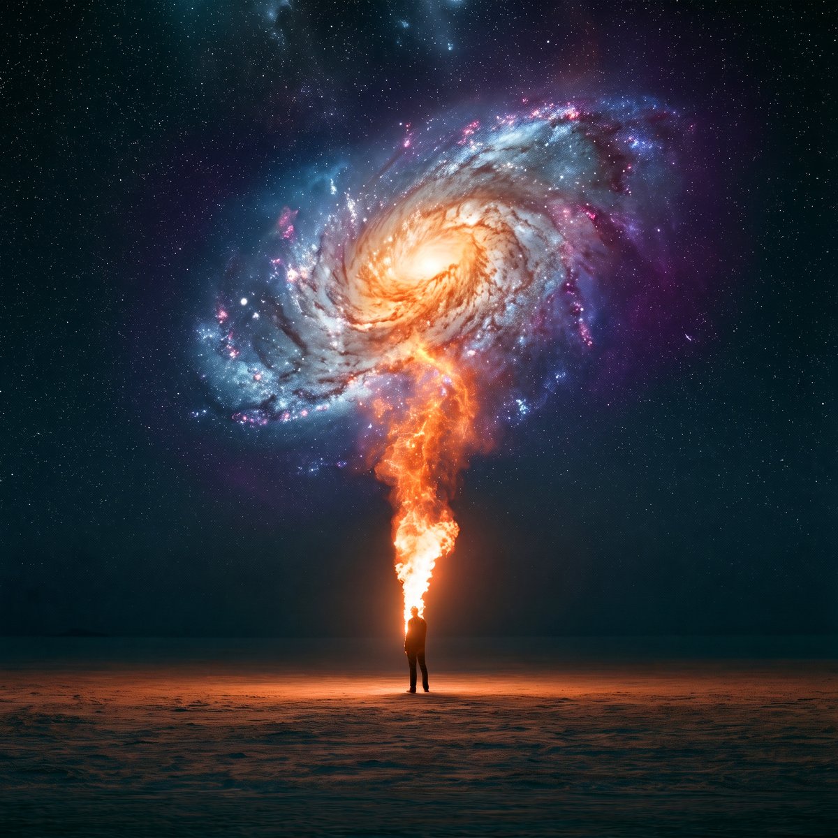 Human > Fire > Galaxy — visual result shared by @michaelrabone