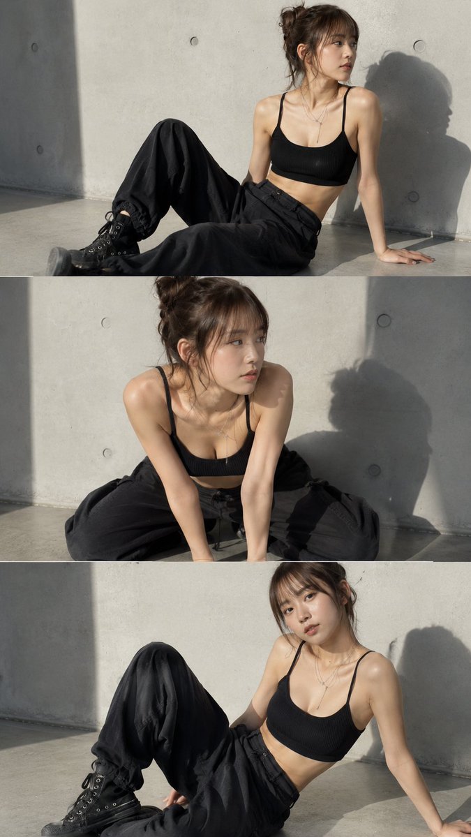 A photorealistic natural fashion studio image — visual result shared by @AI_money_club