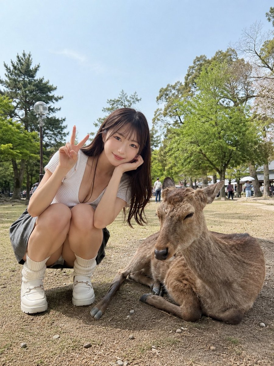 鹿の隣でしゃがんだら、空まで少し近くなった気分🦌☀️ — visual result shared by @CyberTotal2026