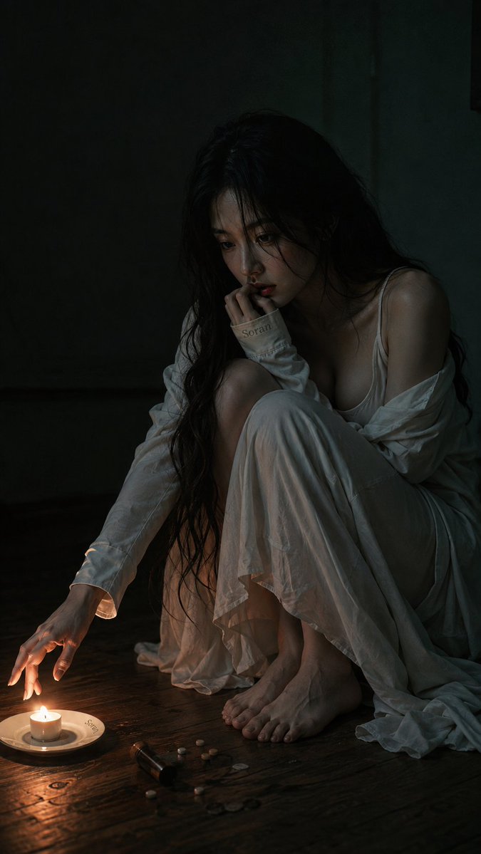 这组让我停住的,不是白裙,也不是“脆弱感”,而是她始终没有真正碰到那簇火 — visual result shared by @Soranlan