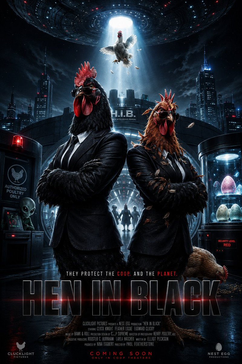 "Hen in Black" movie poster — visual result shared by @airina_xyz