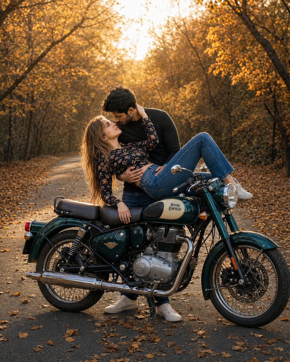 Golden Autumn Motorcycle Romance — visual result shared by @imGopalTiwari