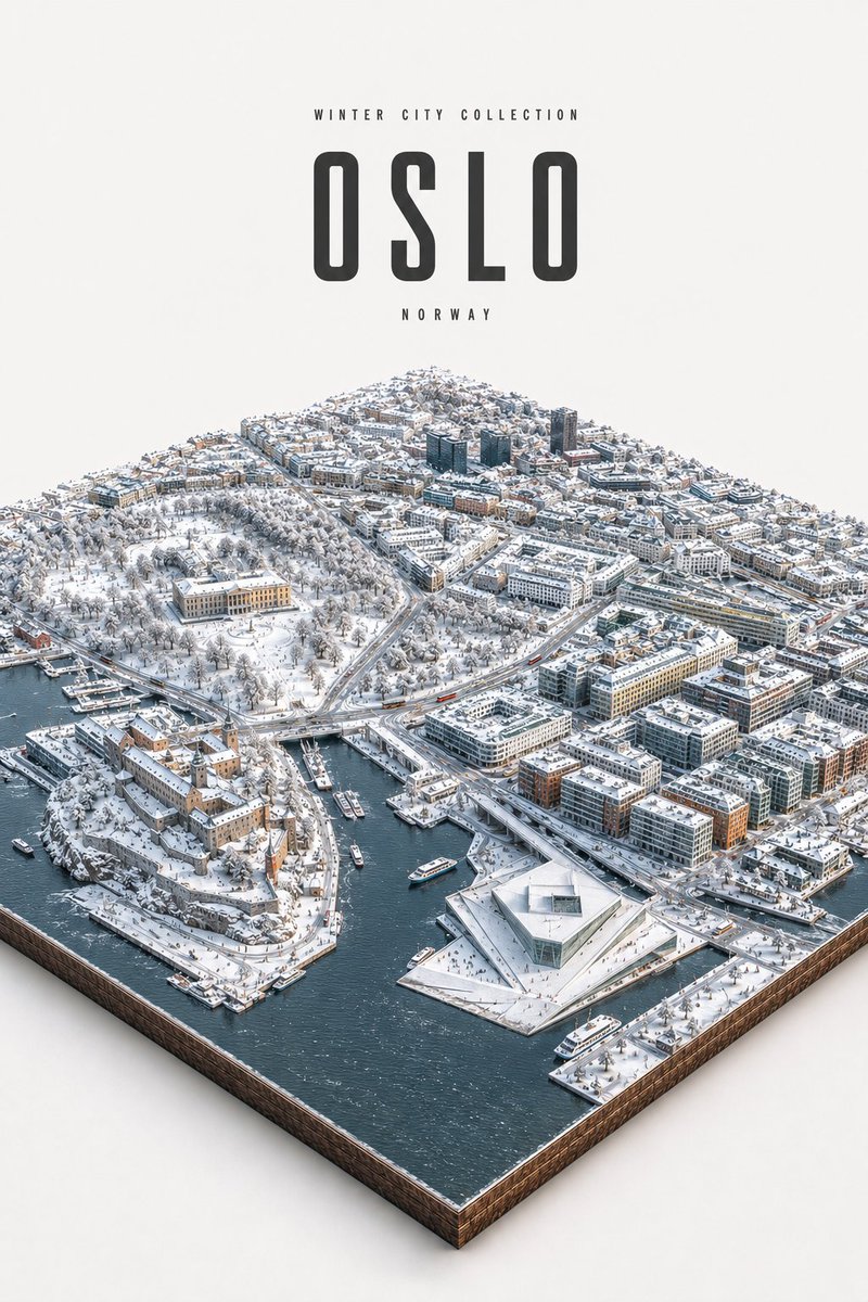Winter city isometric Scale model diorama made — visual result shared by @MahnoorAi12