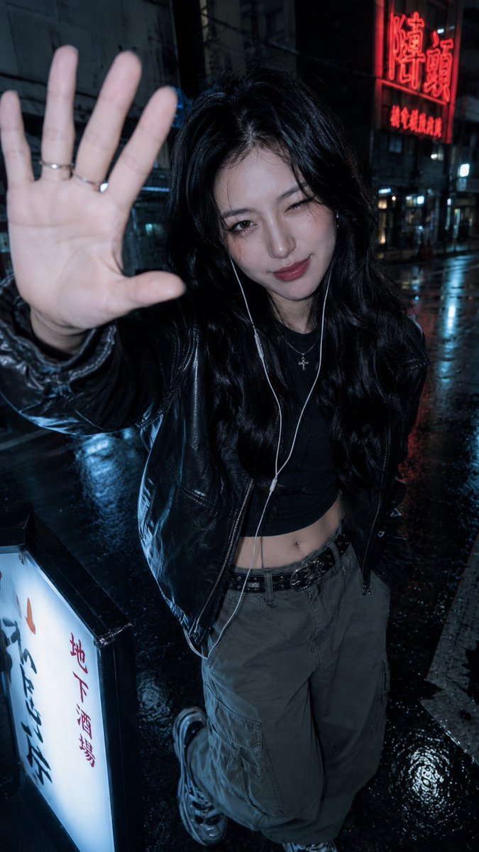 雨后的街道，把霓虹都留在了地上 — visual result shared by @chenlinspark