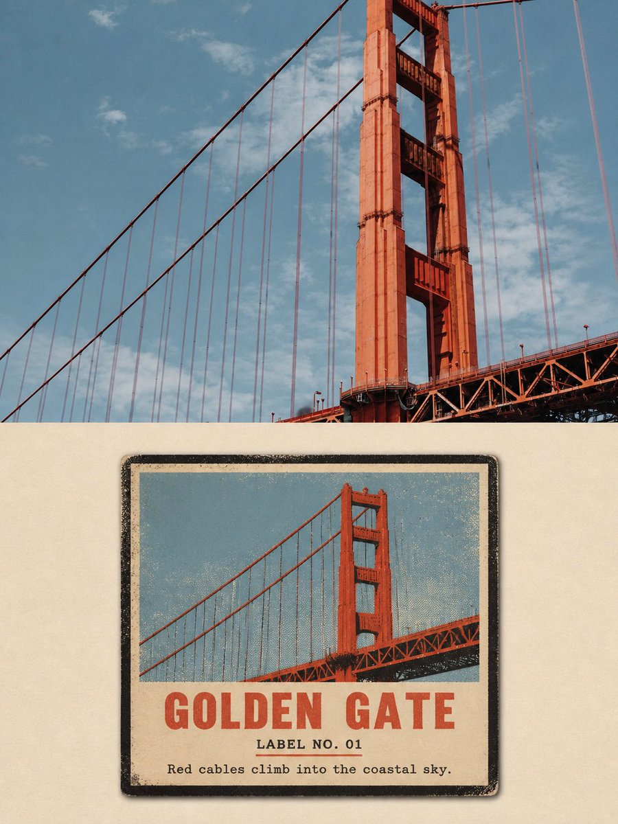 【VINTAGE MATCHBOX TRAVEL LABEL｜复古火柴盒旅行标签】 — visual result shared by @Hamburgerai