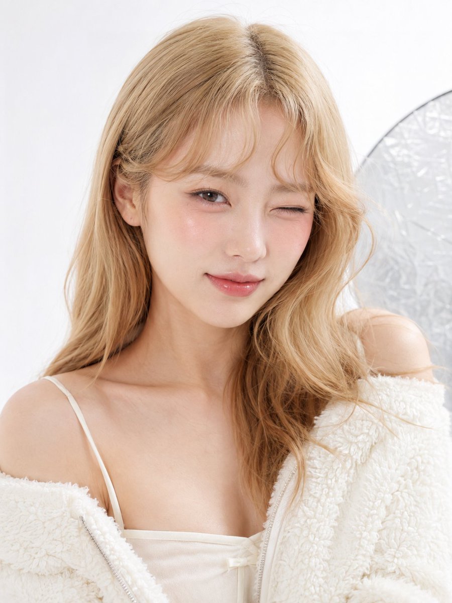 蜜桃妆 + 奶油白毛绒 ☁️🍑 — visual result shared by @chenlinspark