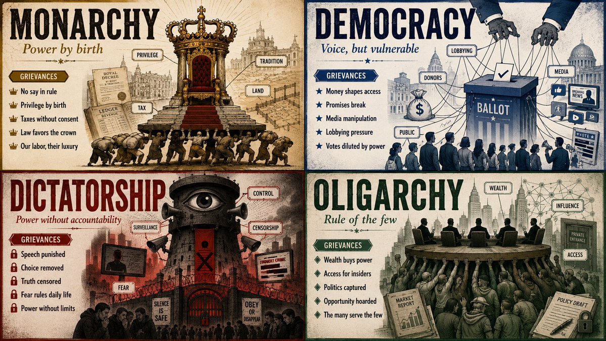 I asked GPT to visualize 4 systems of governme — visual result shared by @Gdgtify
