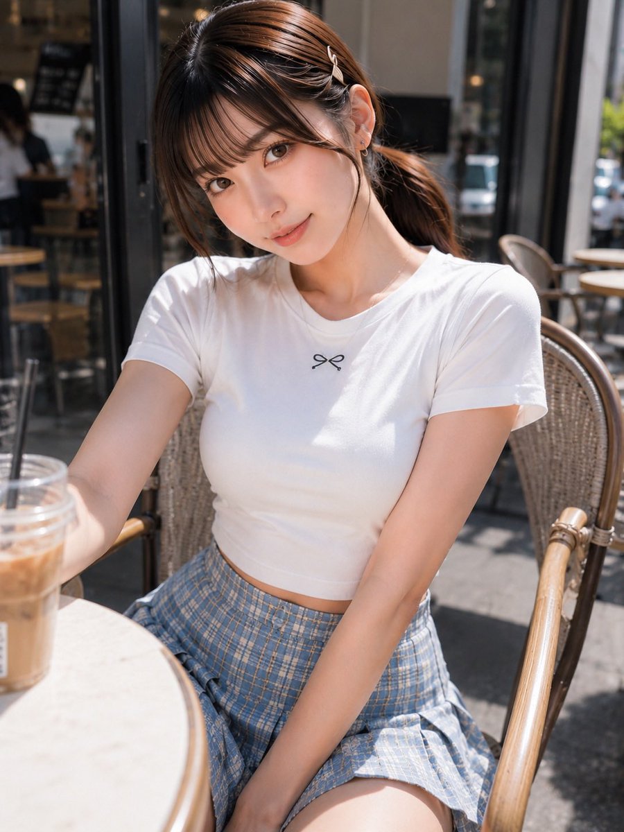 今日のアイのコーデは清楚系カジュアル — visual result shared by @Ai_akamon
