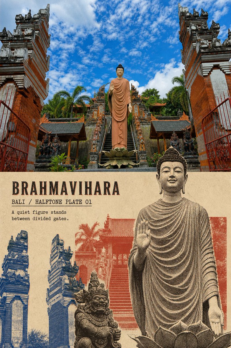 【VINTAGE HALFTONE TRAVEL COLLAGE｜复古网点旅行拼贴】 — visual result shared by @Hamburgerai