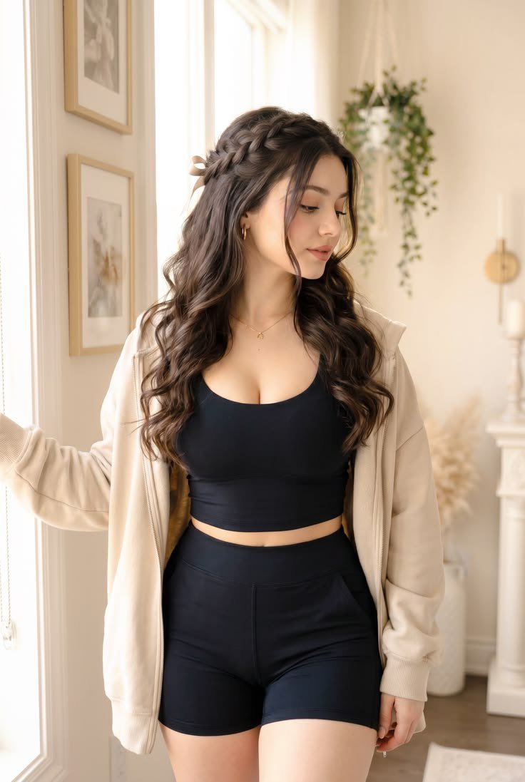 A stunning young woman standing in a bright, a — visual result shared by @jarvis_og_AI