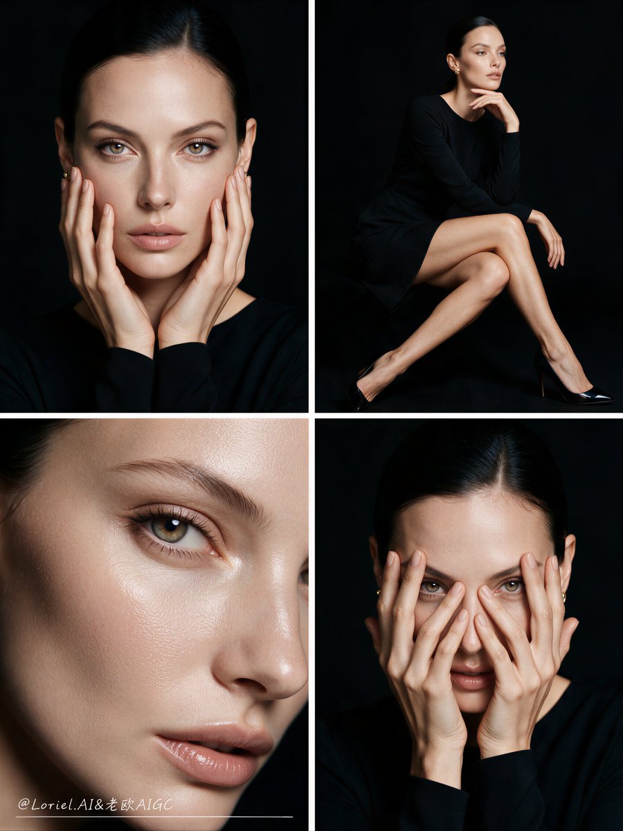The method here is not one portrait, but four — visual result shared by @ou_zhen599