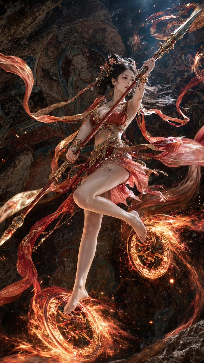 敦煌女武将,有点哪吒的感觉 — visual result shared by @AIVideoHub_