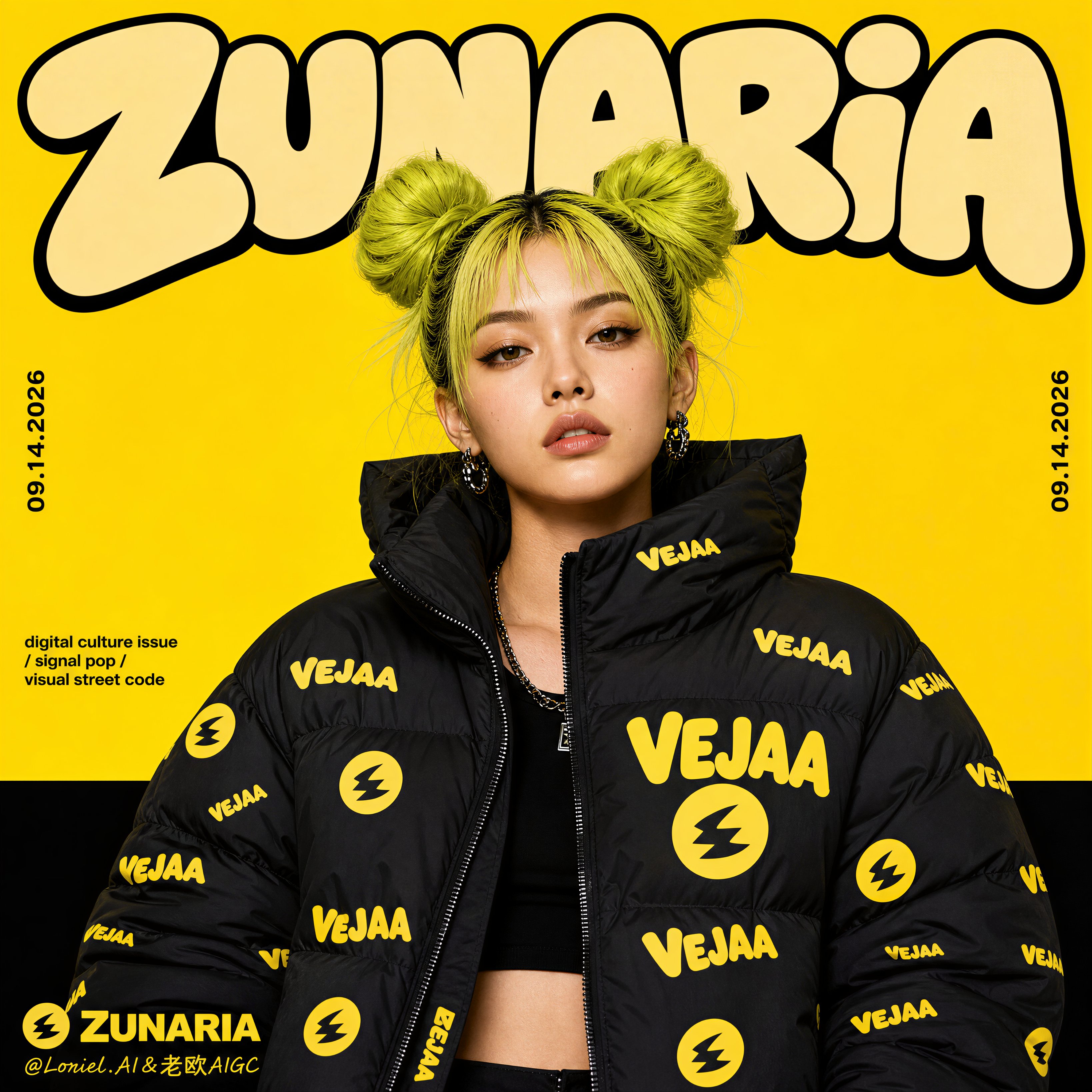 The jacket works because it becomes the poster — visual result shared by @ou_zhen599